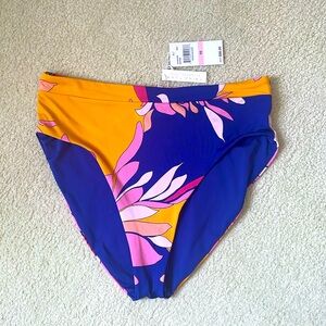 NWT Trina Turk Breeze Multicolored high waist bikini bottom Sz 10 blue pink